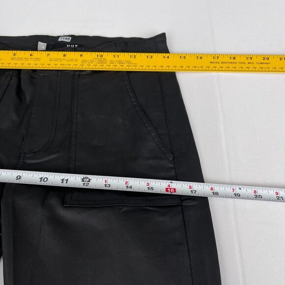 Kut From The Kloth‎ Reese Zip Ankle Straight Leg Black Waxed Coated Pants Women - Picture 10 of 12